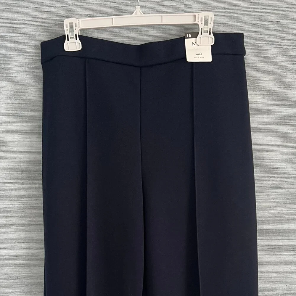 Marks & Spencer M&S Wide Leg Navy Pants Trousers, Size 12 Short (UK 16) NWT - Picture 8 of 10